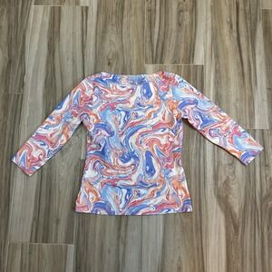J.McLaughlin Marblehead Colorful Swirl Lora Women's Top Size XS  Button Coastal